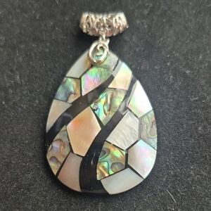 STUNNING Lia Sophia Abalone Shell Teardrop Pendant (J59)